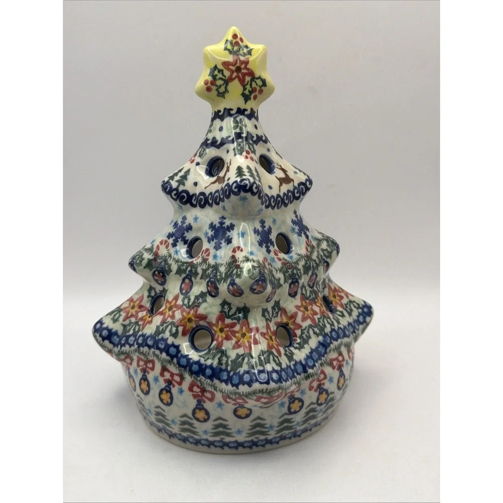 Vena Polish Pottery Christmas Tree Votive 8.5